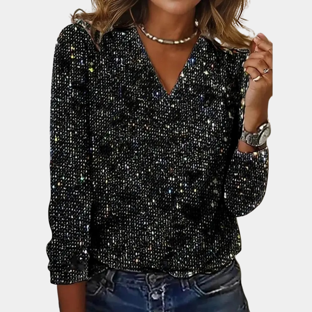 LUCY - TOP CON SCOLLO A V E GLITTER