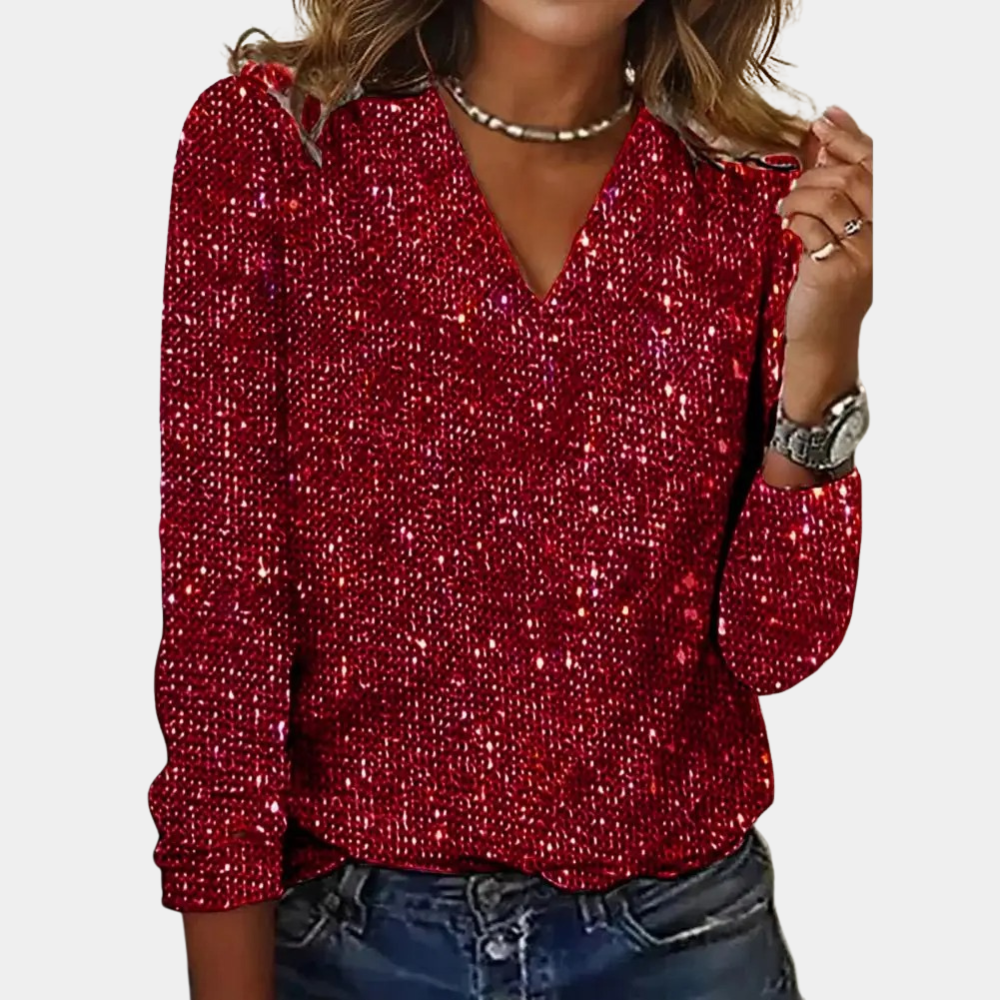 LUCY - TOP CON SCOLLO A V E GLITTER